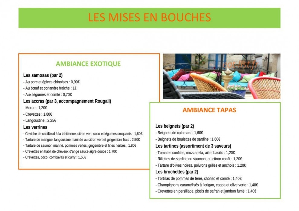 Aux mille et une saveurs — carte page 8