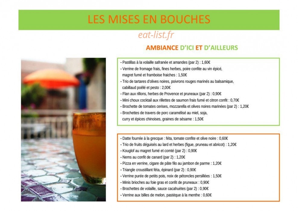 Aux mille et une saveurs — carte page 9
