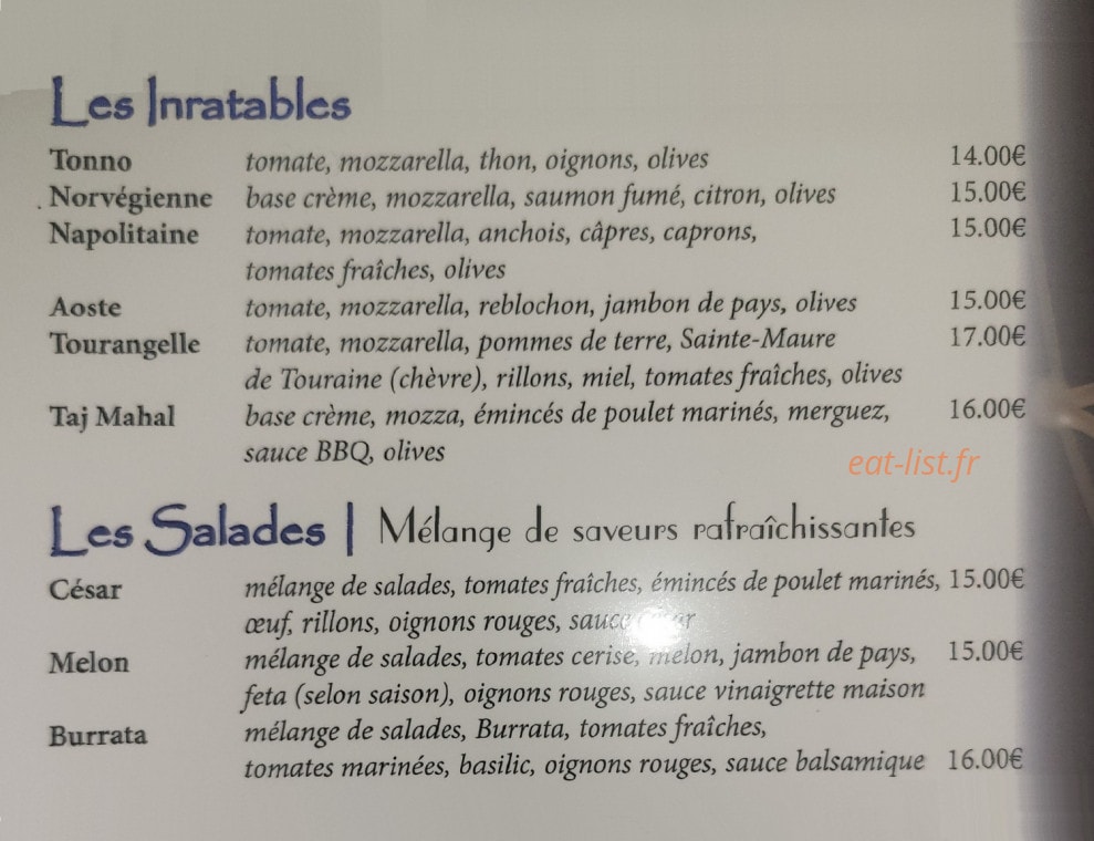 Pizzeria El Calzone — carte page 3
