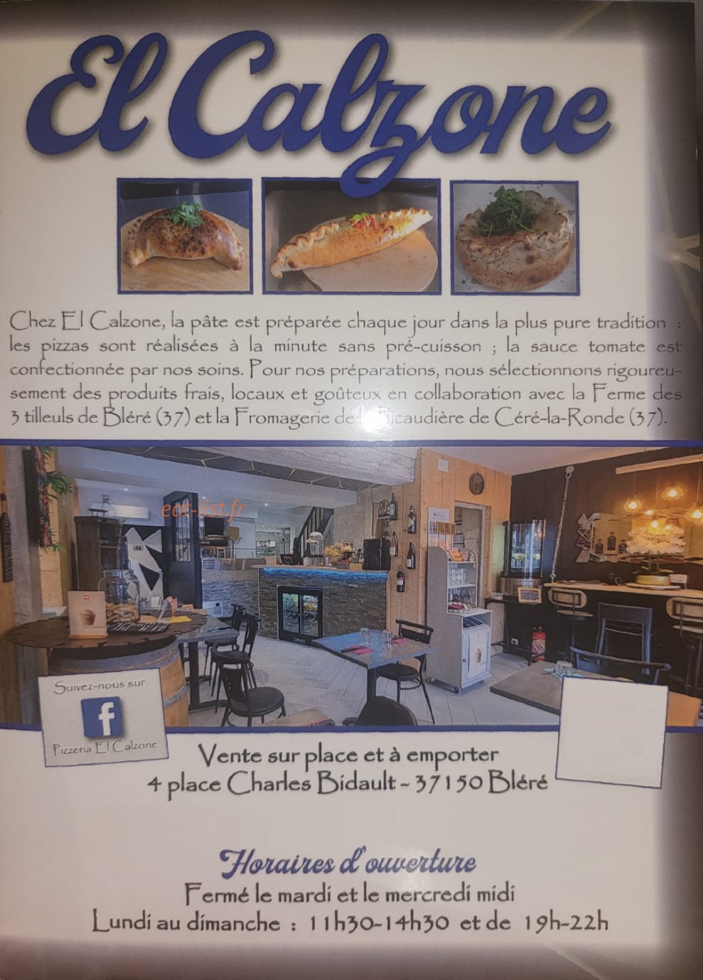 Pizzeria El Calzone — carte page 1