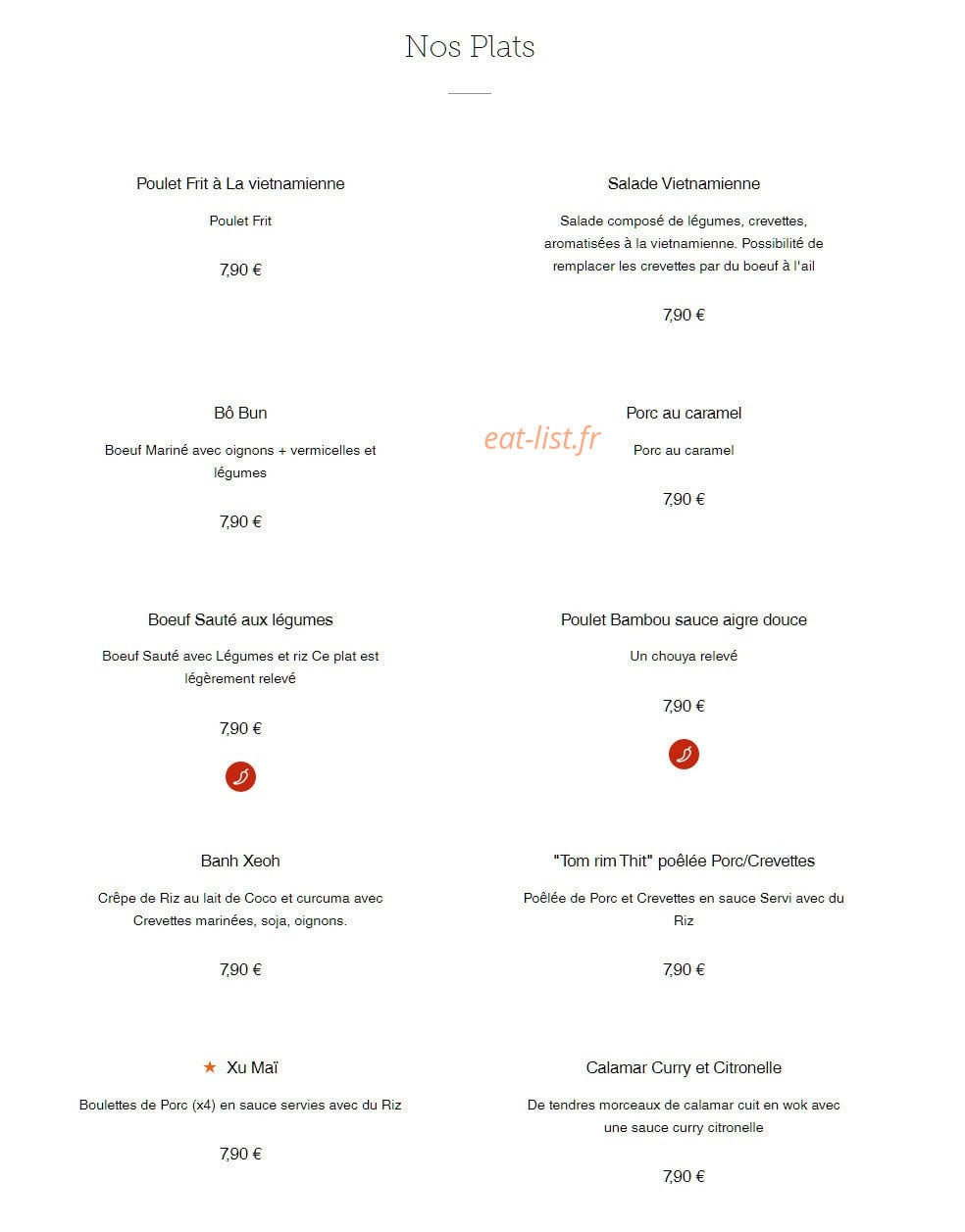 Vietnamfood — carte page 3