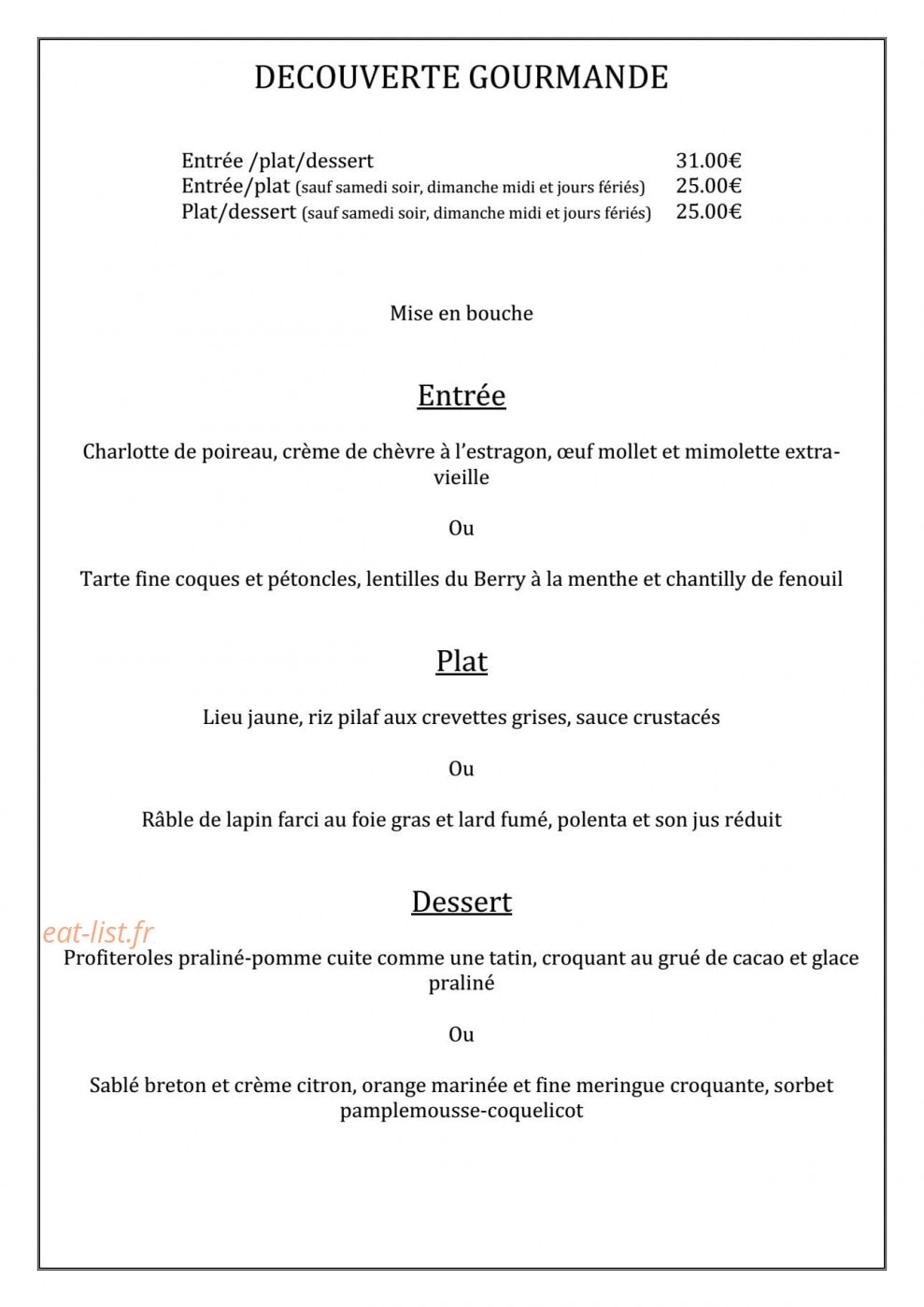 Auberge du cheval rouge — carte page 1