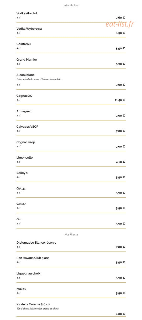La Taverne — carte page 12