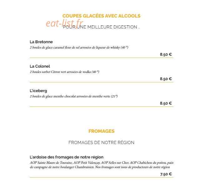 La Taverne — carte page 8