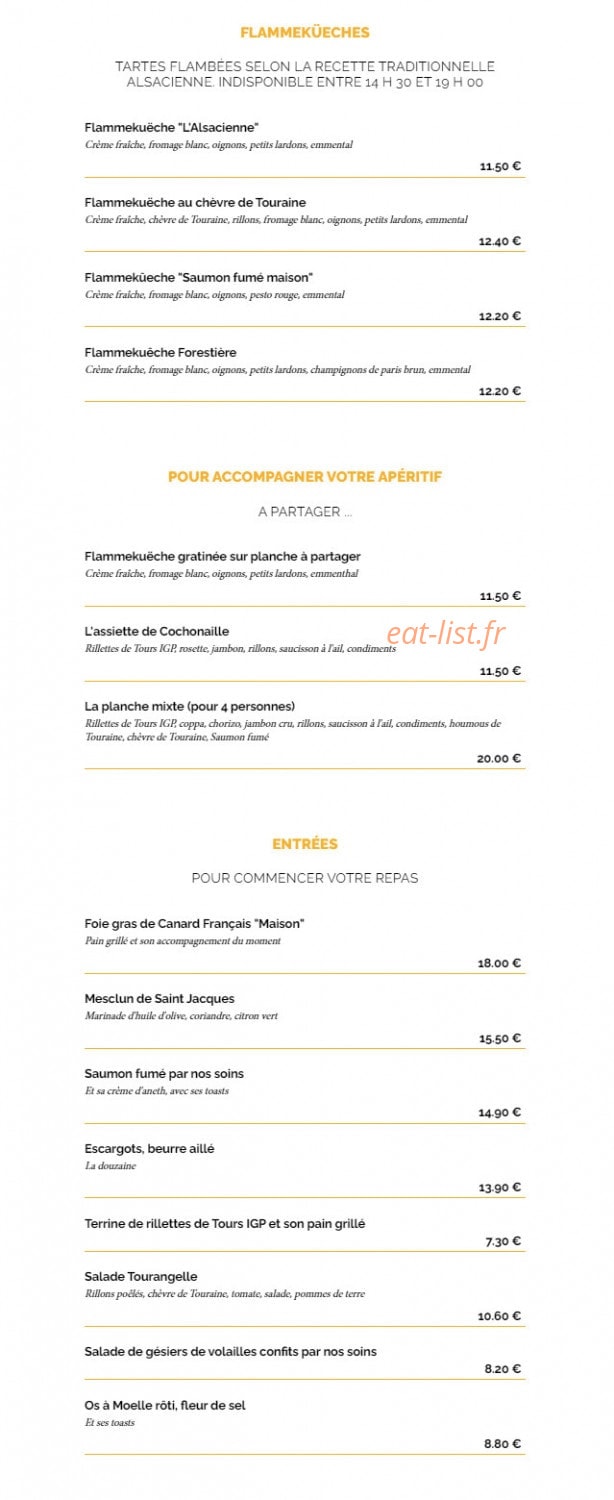 La Taverne — carte page 1