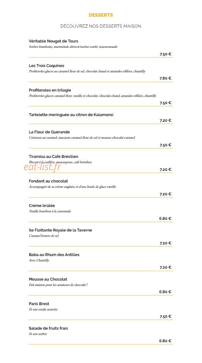 La Taverne — carte page 6