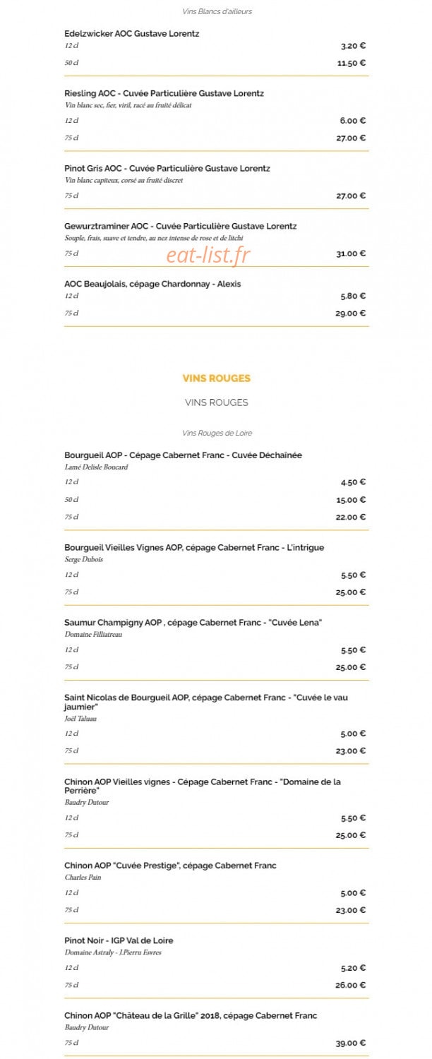La Taverne — carte page 18