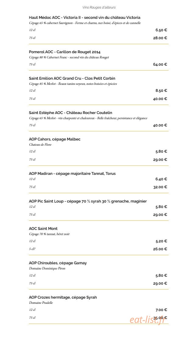 La Taverne — carte page 19