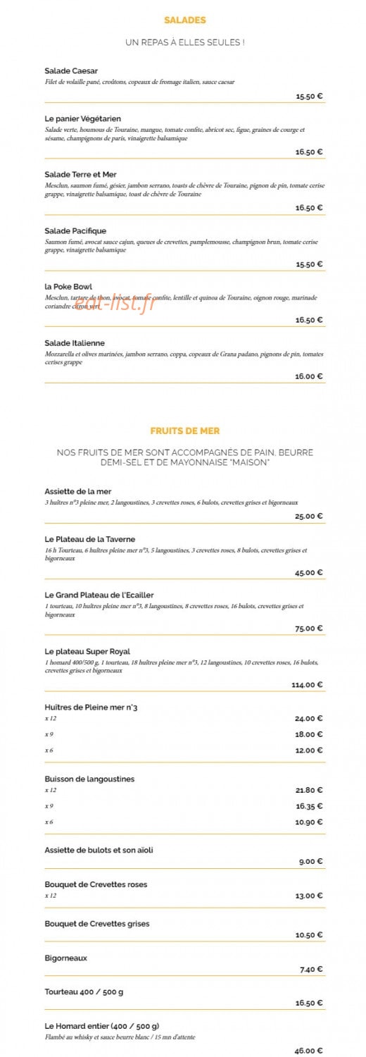 La Taverne — carte page 2