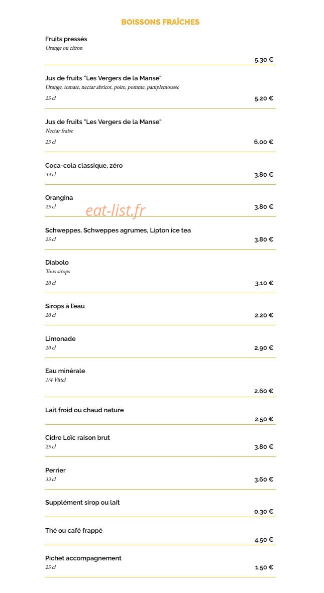 La Taverne — carte page 16