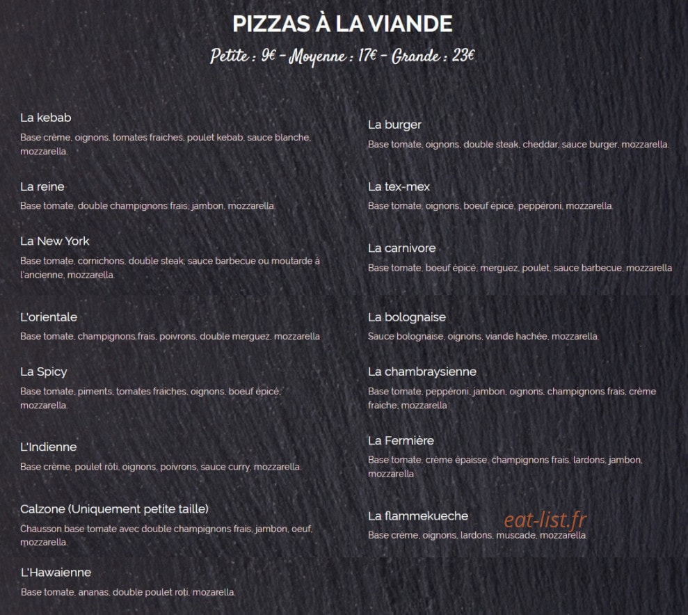 Pizza de Luxe — carte page 1