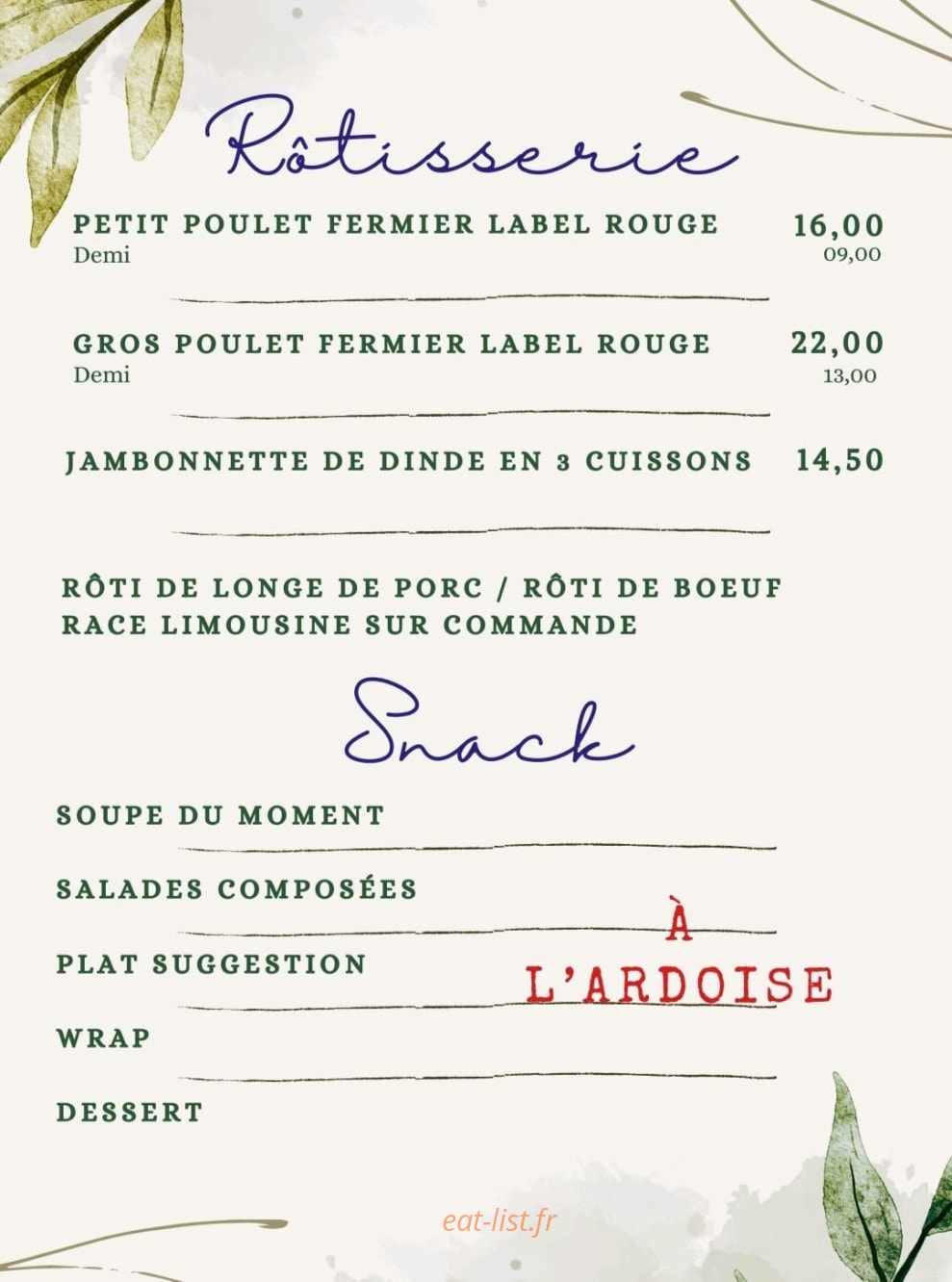 La Cuisine de Mayou — carte page 3