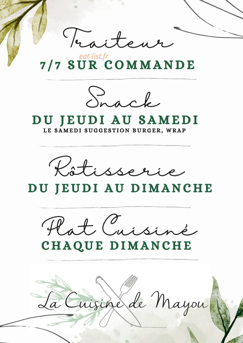 La Cuisine de Mayou — carte page 4