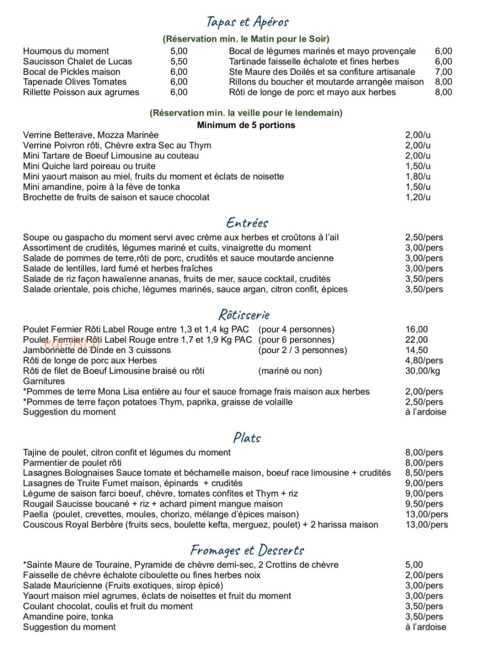 La Cuisine de Mayou — carte page 2