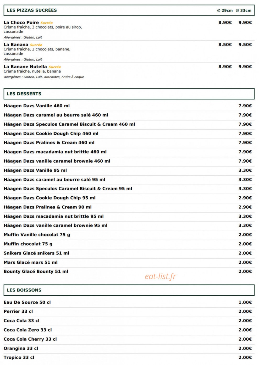 Le Kiosque à Pizzas — carte page 5