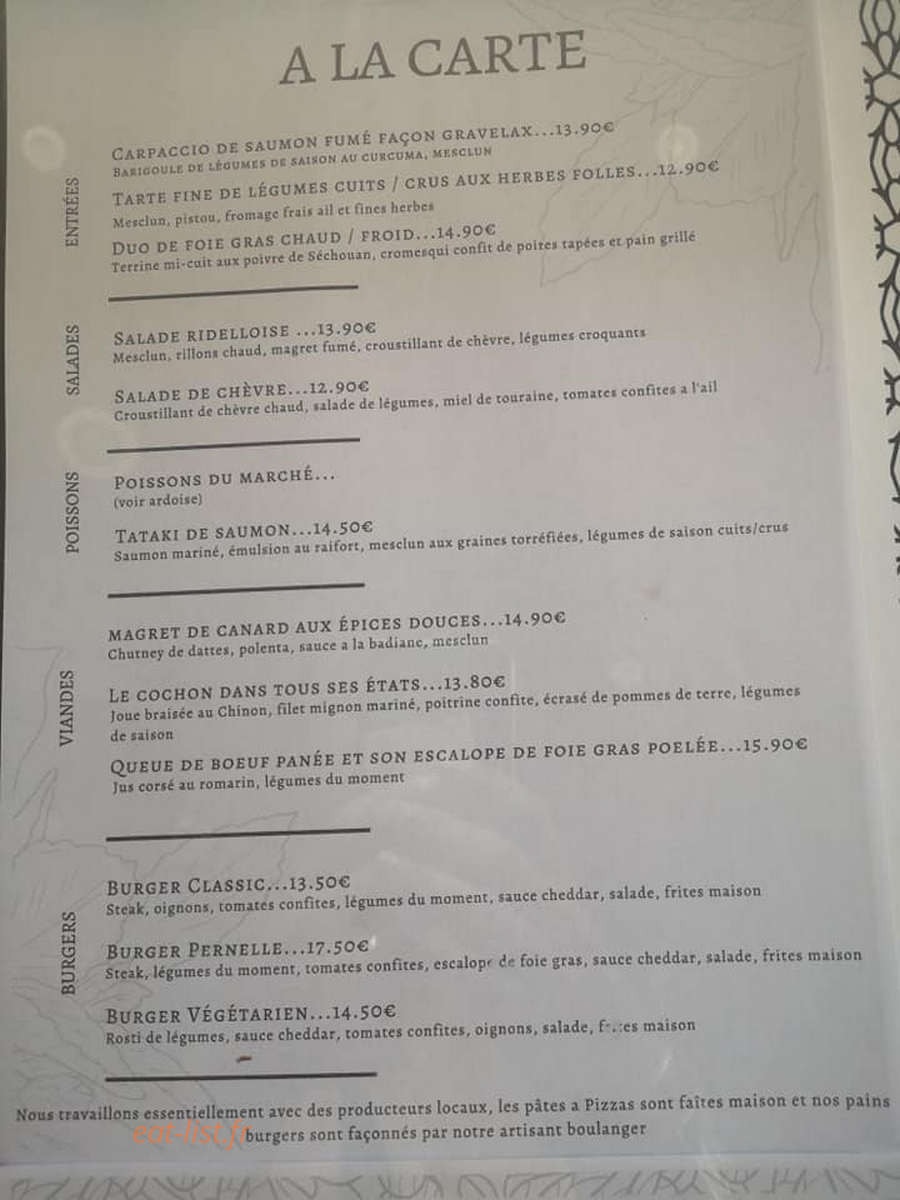 Restaurant Pernelle — carte page 4