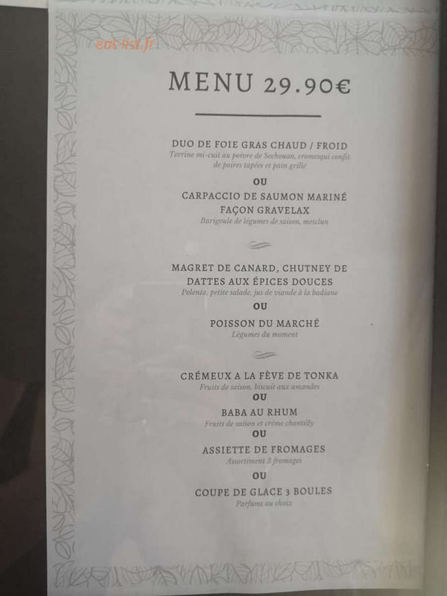 Restaurant Pernelle — carte page 2