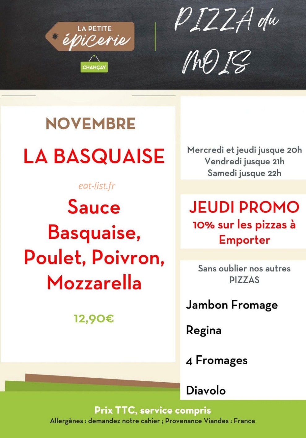 La Petite Epicerie — carte page 1