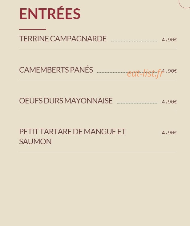 Bistrot Tourangeau — carte page 2