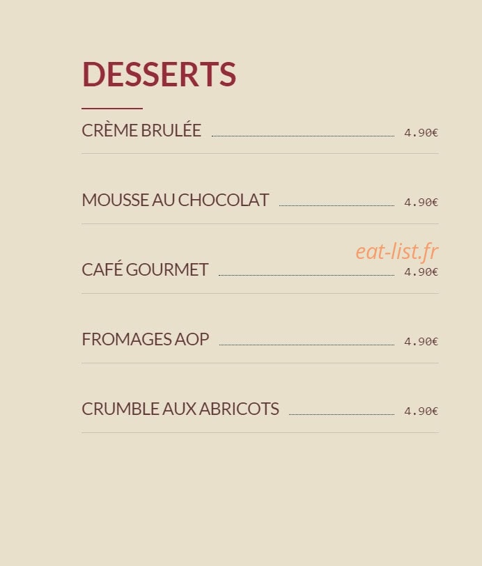 Bistrot Tourangeau — carte page 4