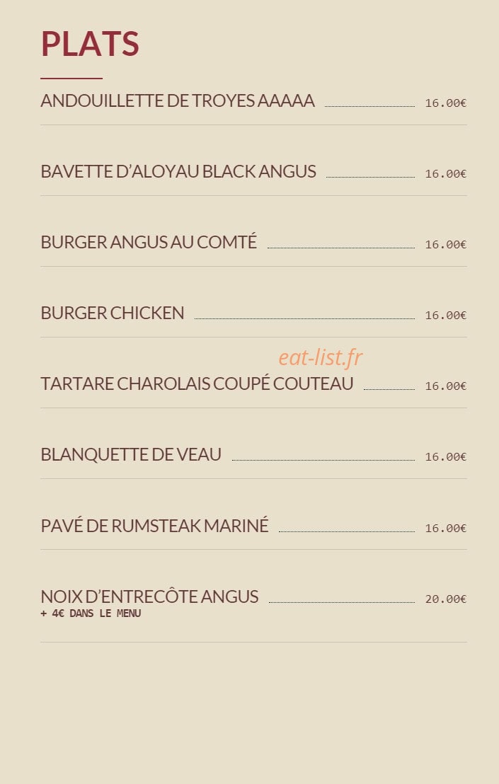 Bistrot Tourangeau — carte page 3