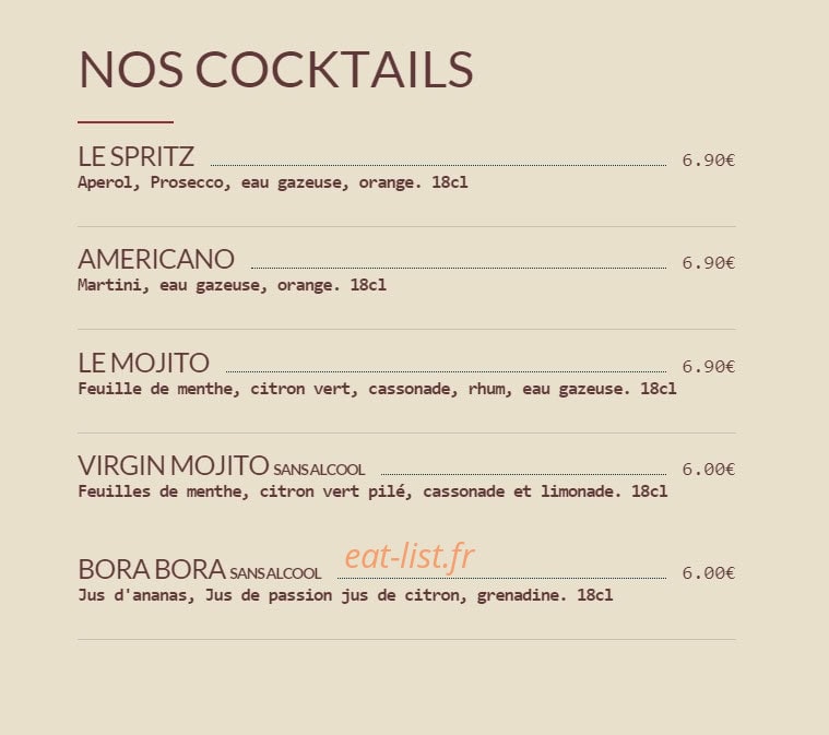 Bistrot Tourangeau — carte page 9