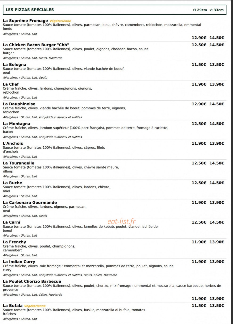 Le Kiosque à Pizzas — carte page 3
