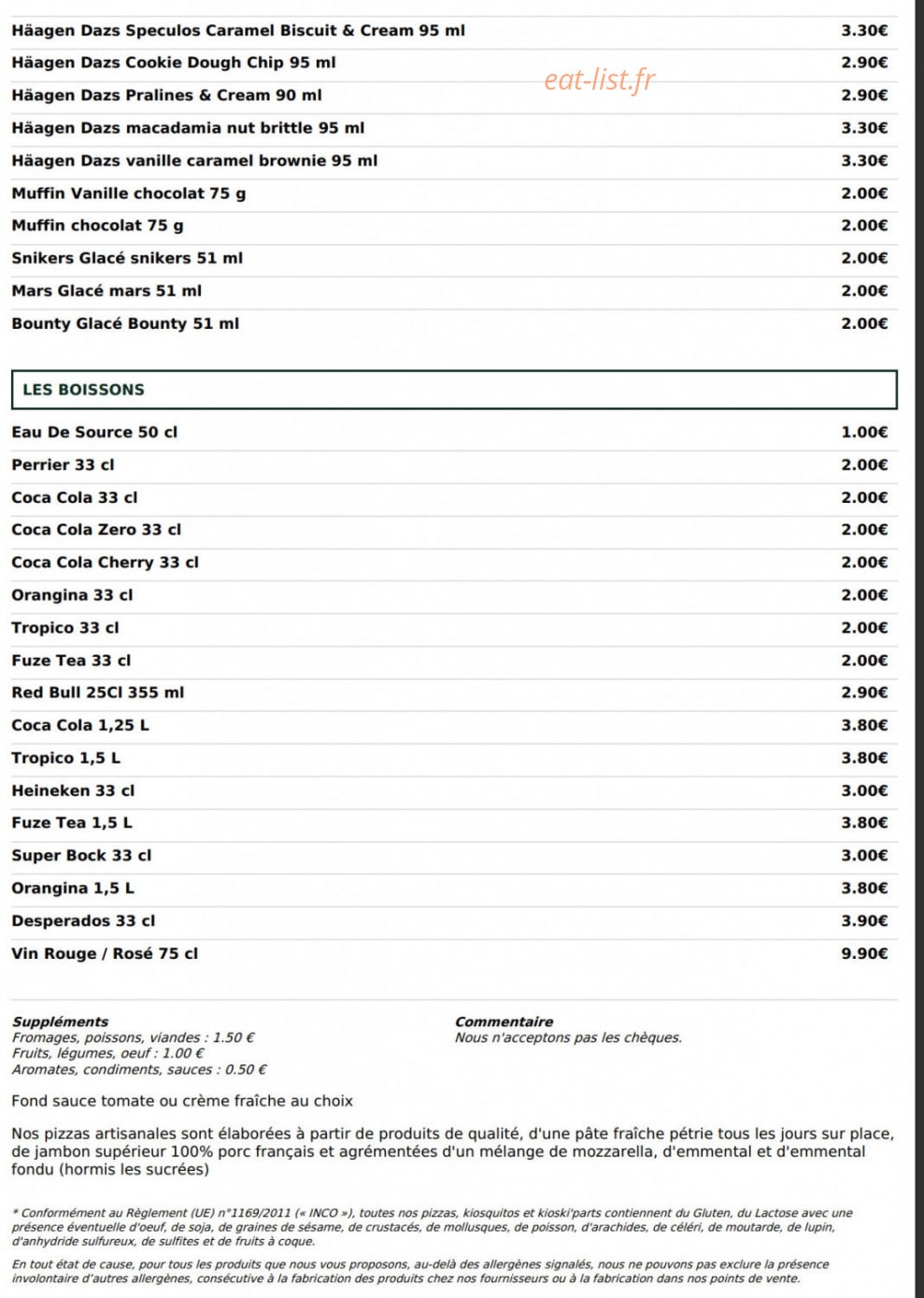 Le Kiosque à Pizzas — carte page 5