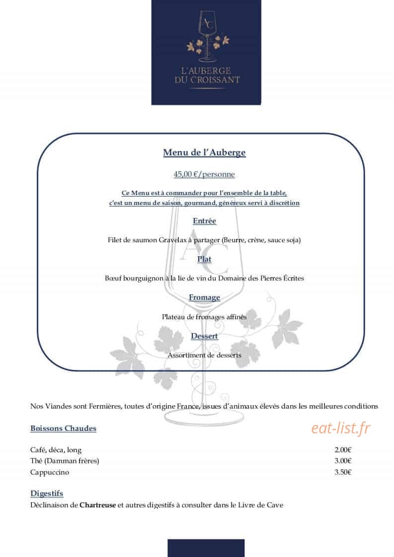 L'auberge du Croissant — carte page 5