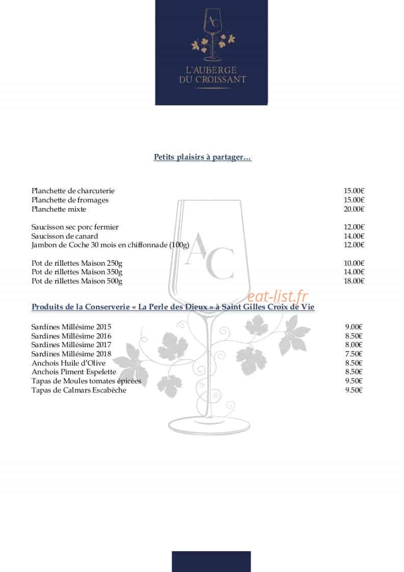 L'auberge du Croissant — carte page 6