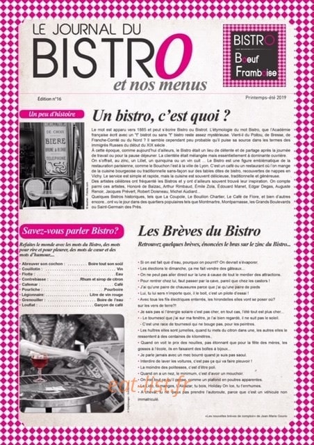 Bistro Boeuf Framboise — carte page 1