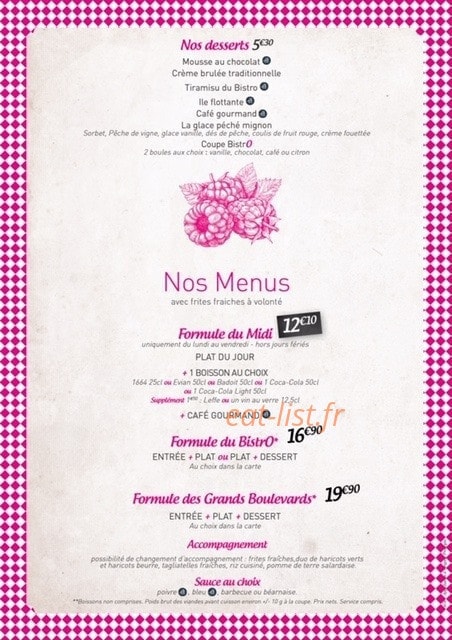 Bistro Boeuf Framboise — carte page 3