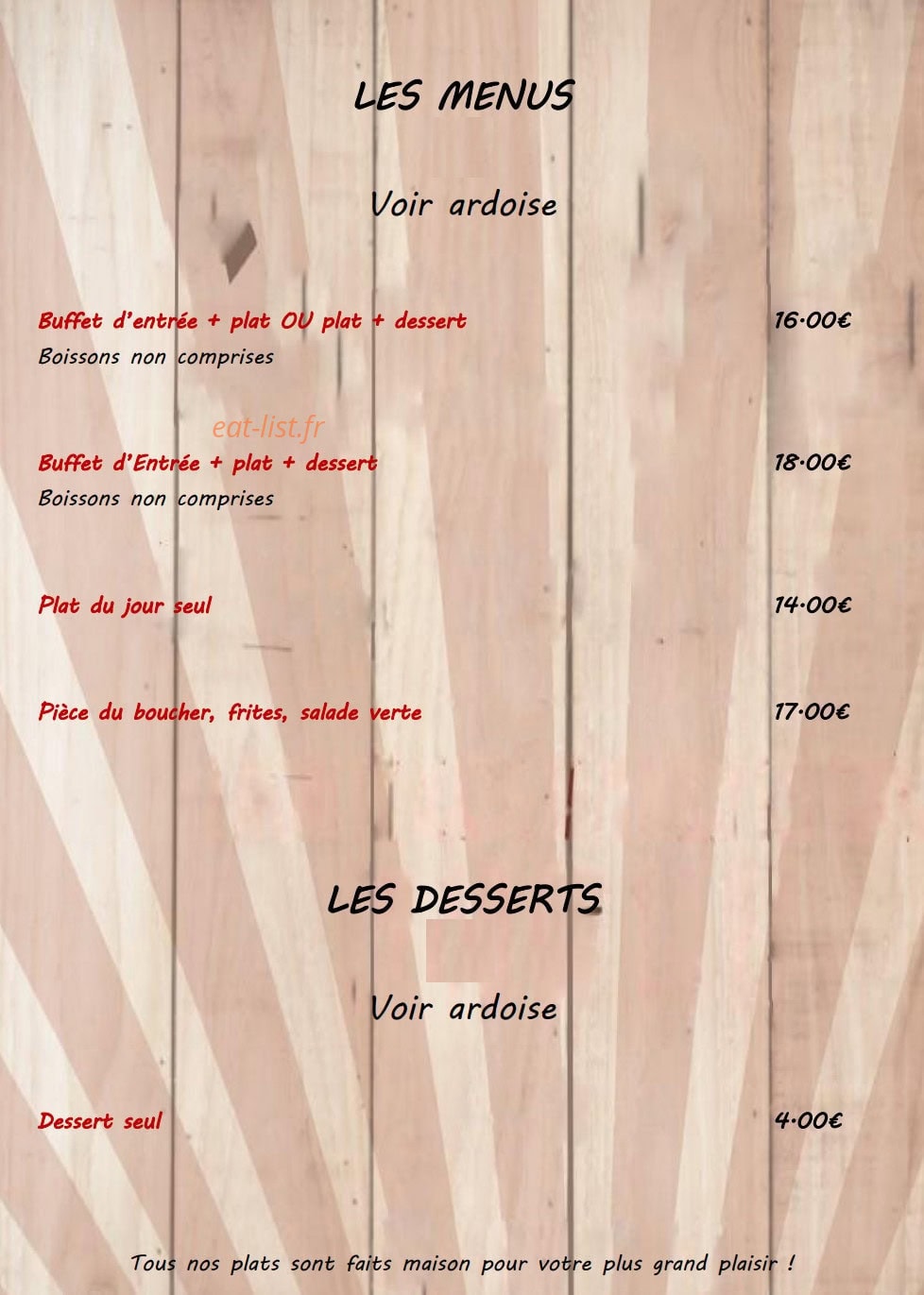 Chez Bilou — carte page 2