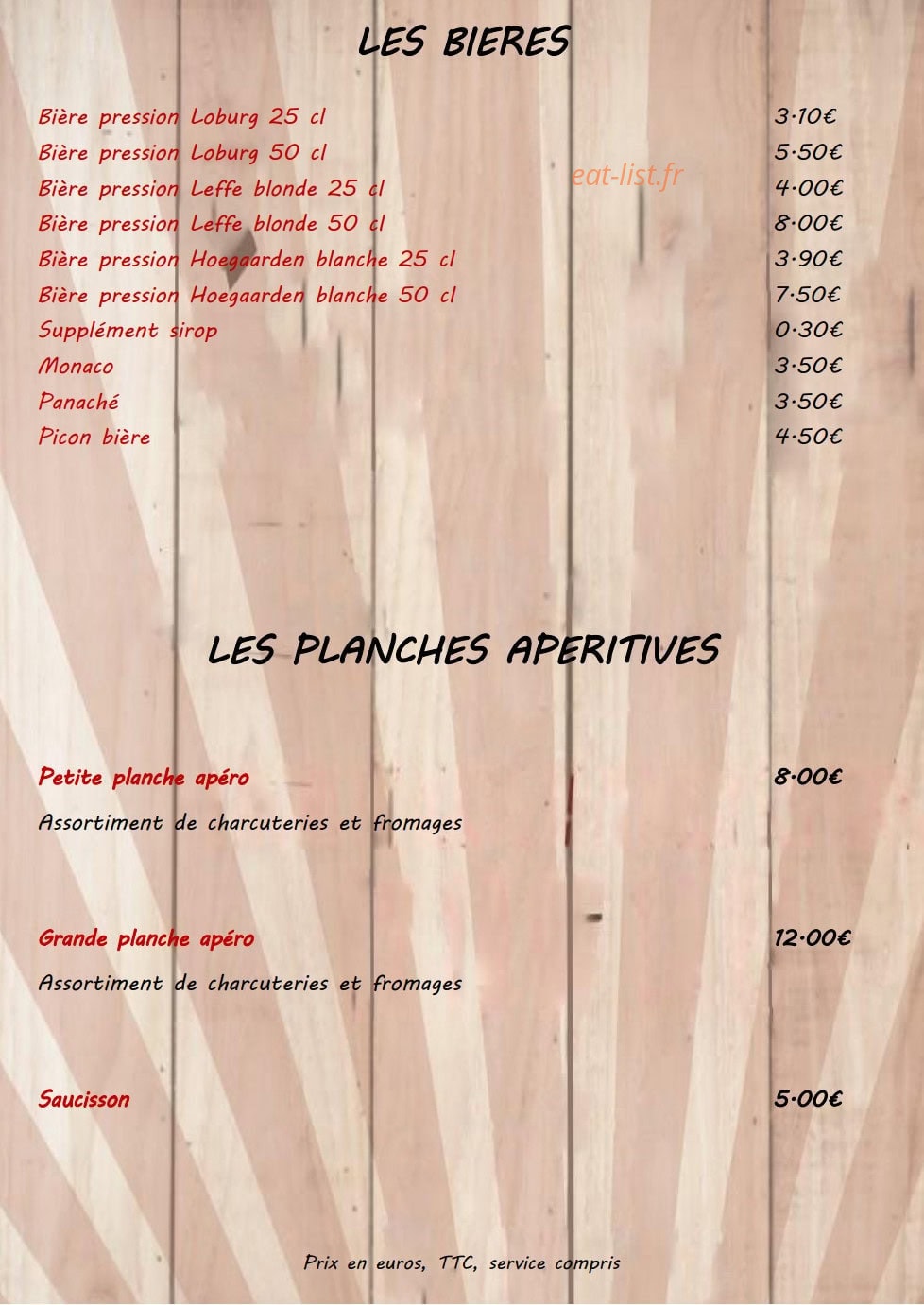 Chez Bilou — carte page 10