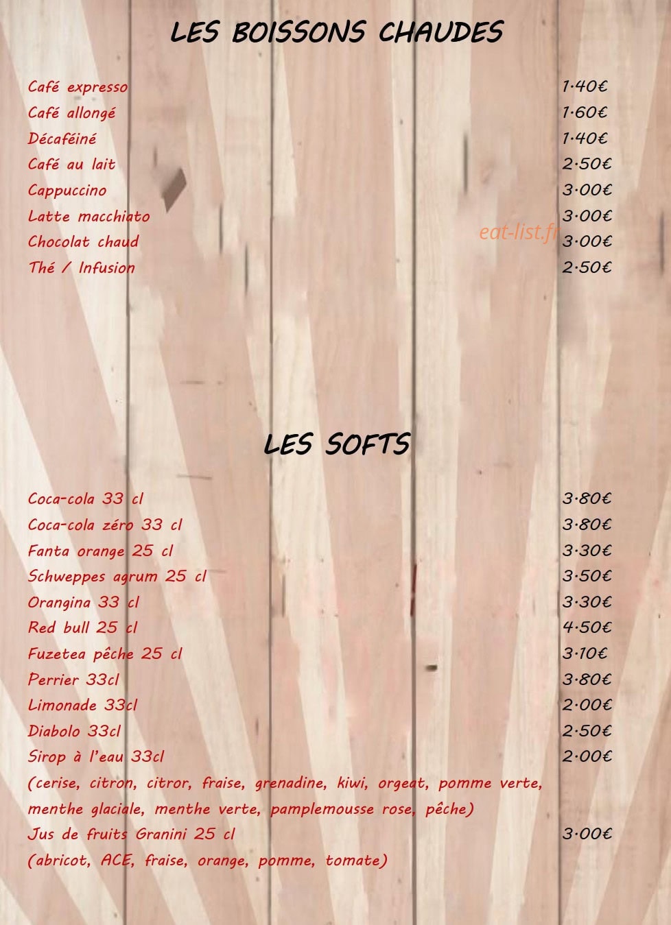 Chez Bilou — carte page 8
