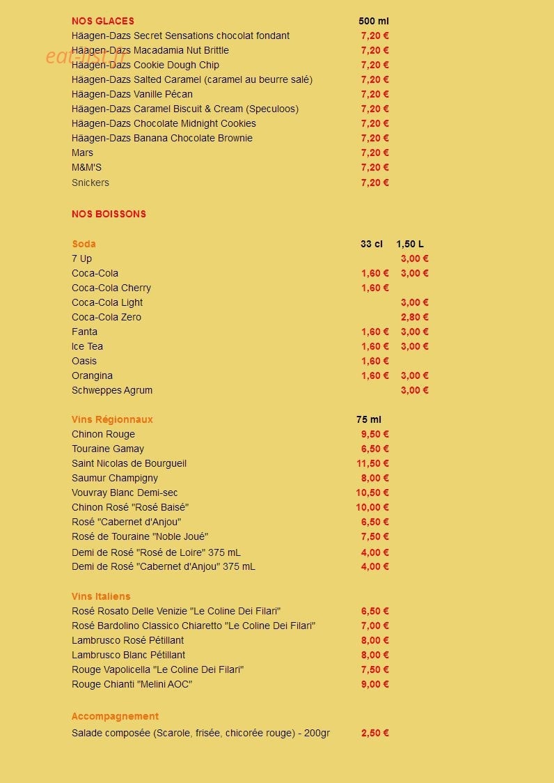 Bella Pizza — carte page 4