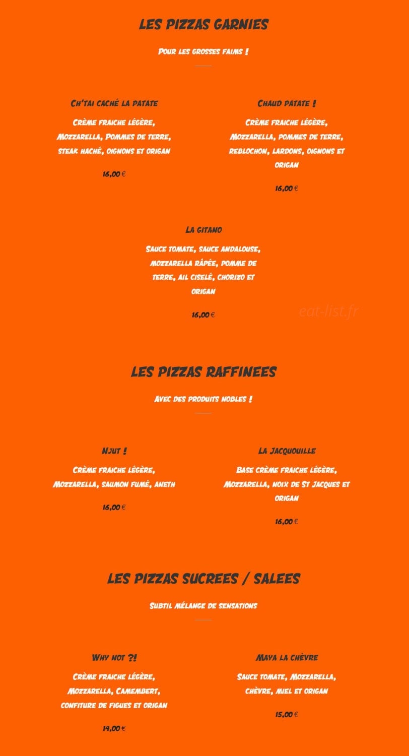 Les Toqués Pizzeria — carte page 3