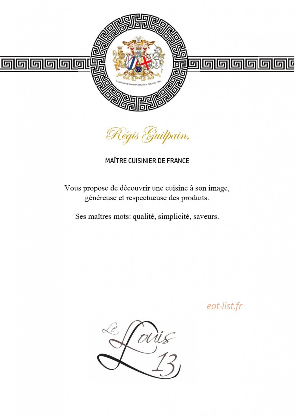 Le Louis XIII — carte page 1