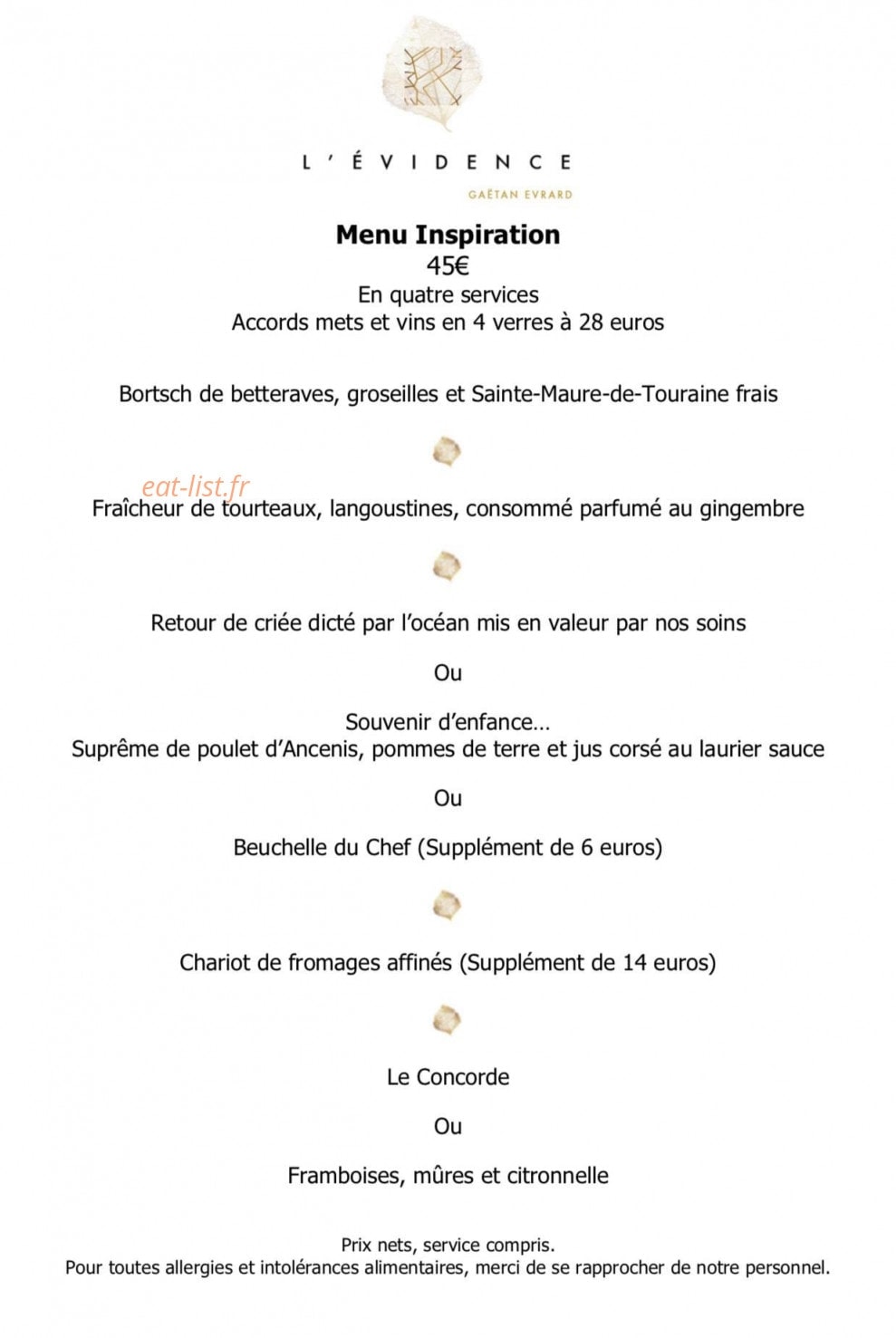 L'Evidence — carte page 3