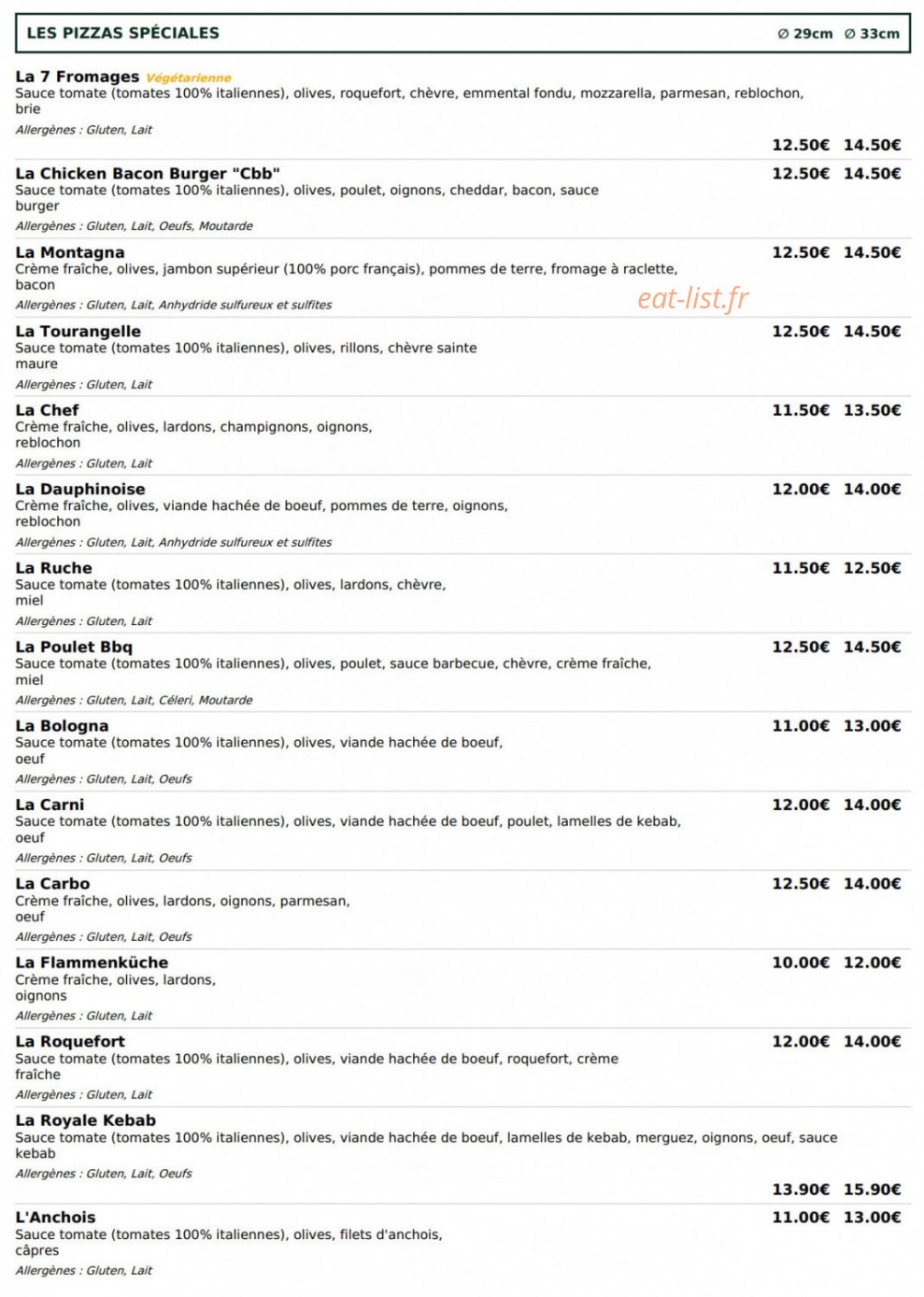 Le Kiosque à Pizzas — carte page 3