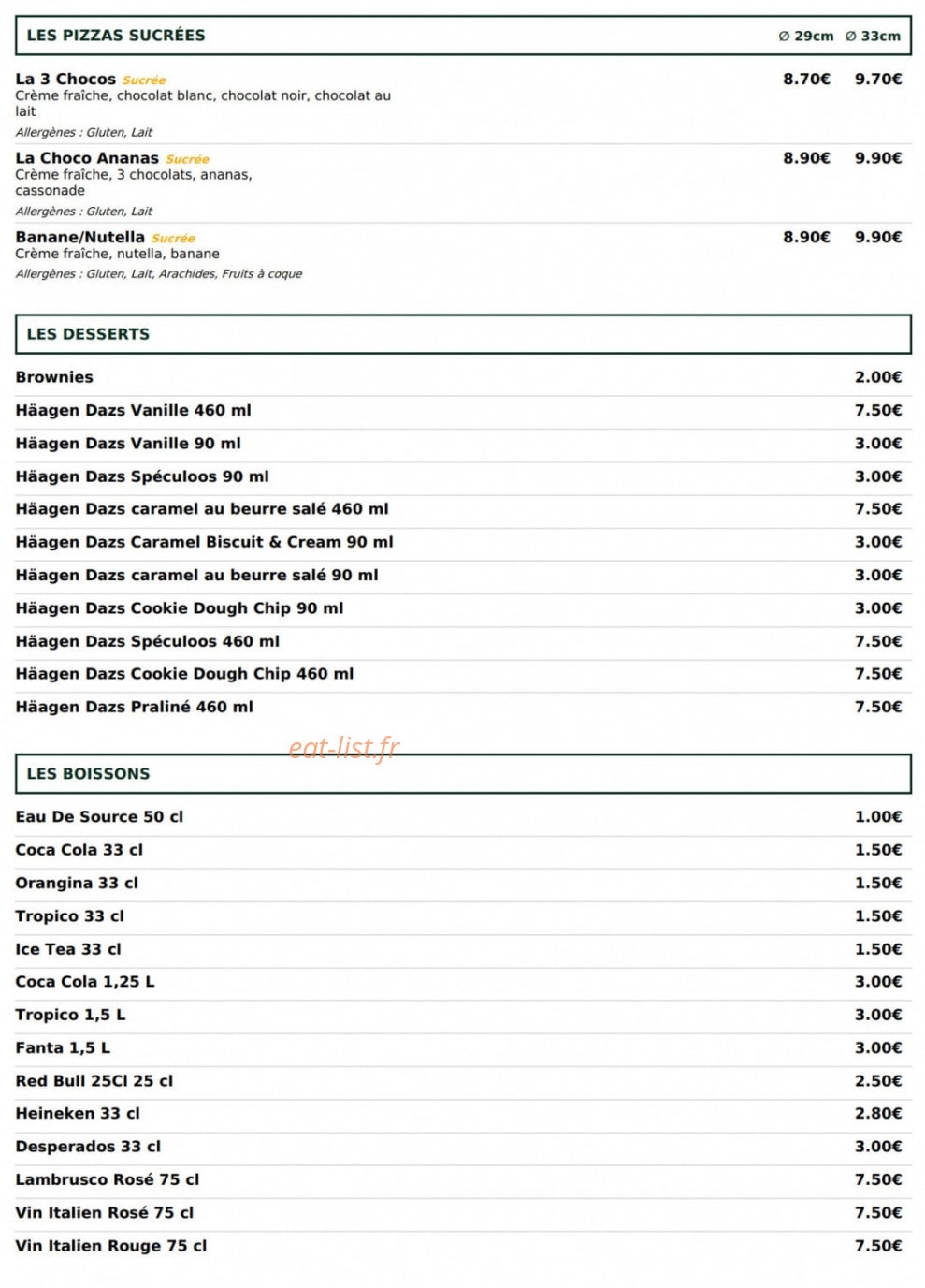 Le Kiosque à Pizzas — carte page 5