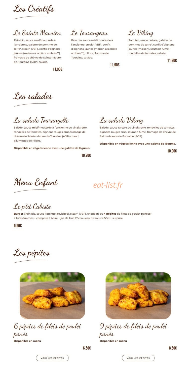 La Cabane à Burger — carte page 2