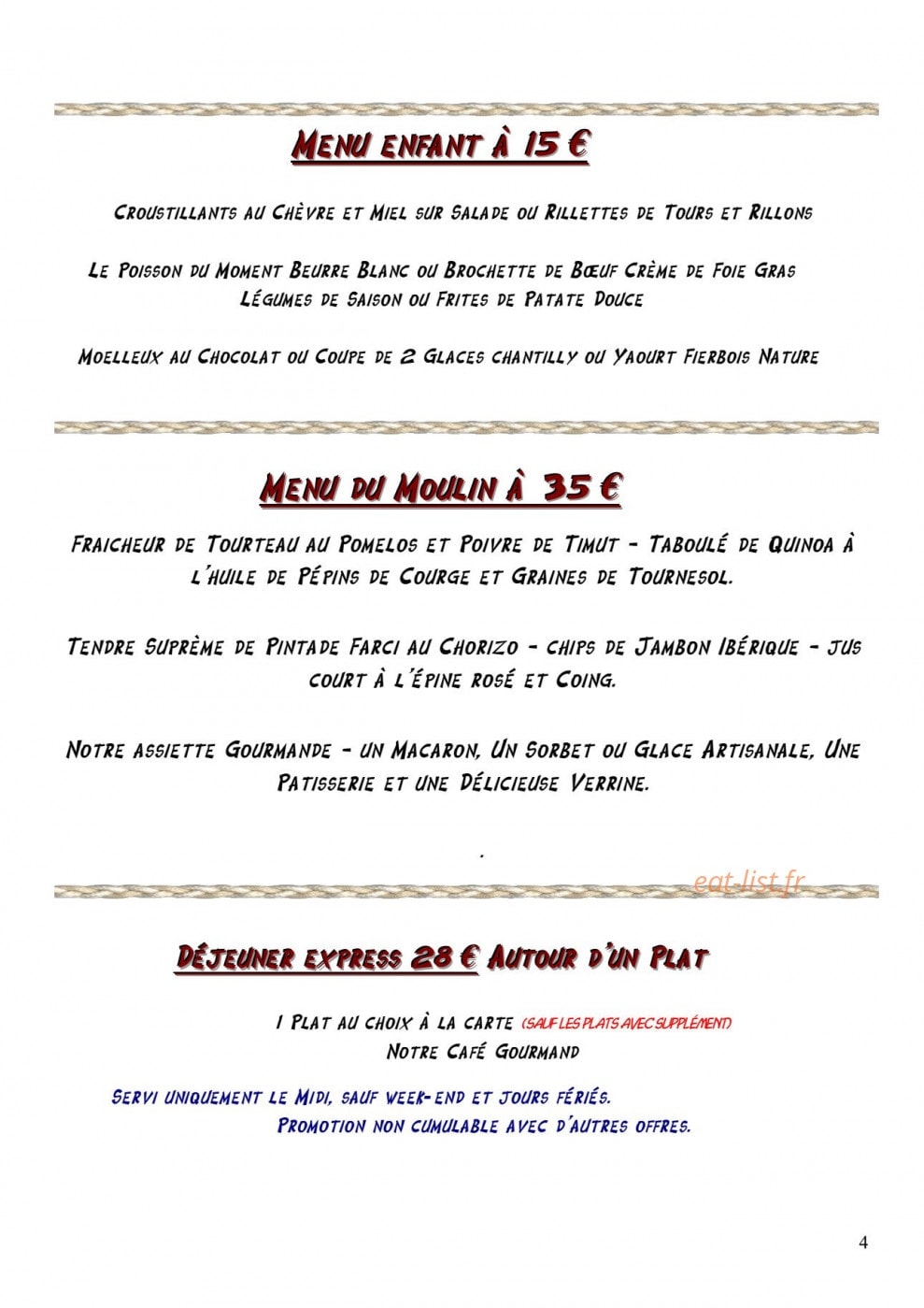 Le Moulin Fleuri — carte page 4