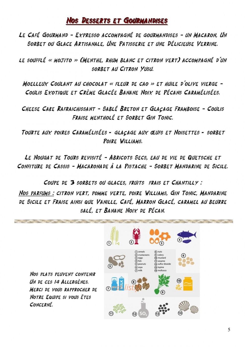 Le Moulin Fleuri — carte page 5