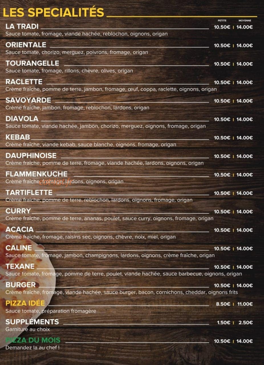Tradi Pizza — carte page 2