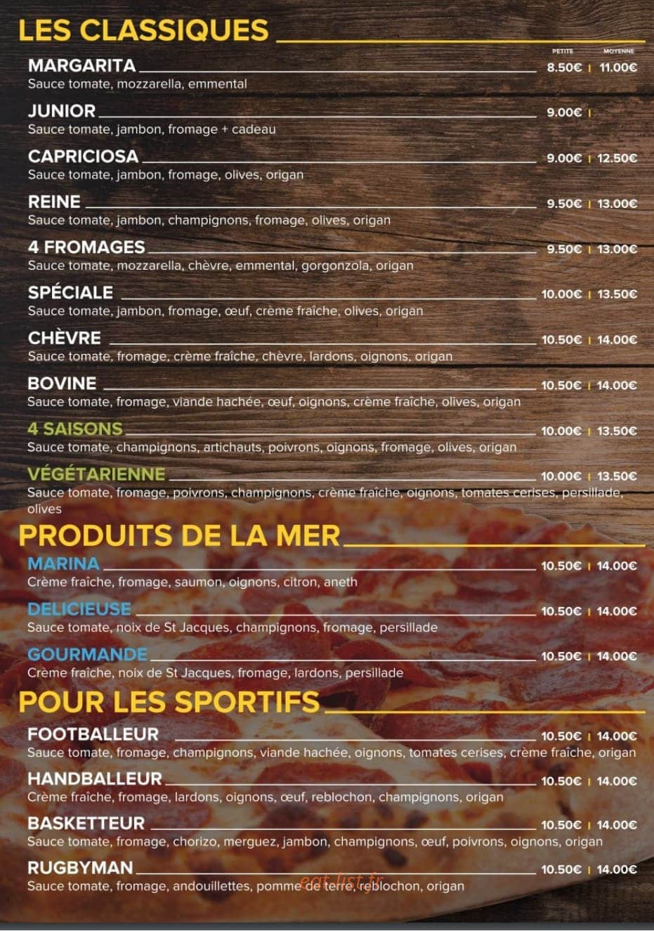 Tradi Pizza — carte page 1