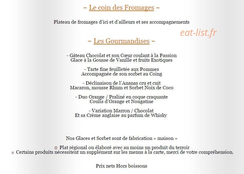 Au Carrousel des Saveurs — carte page 2
