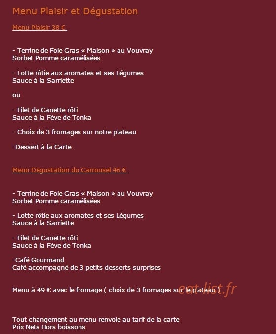 Au Carrousel des Saveurs — carte page 4