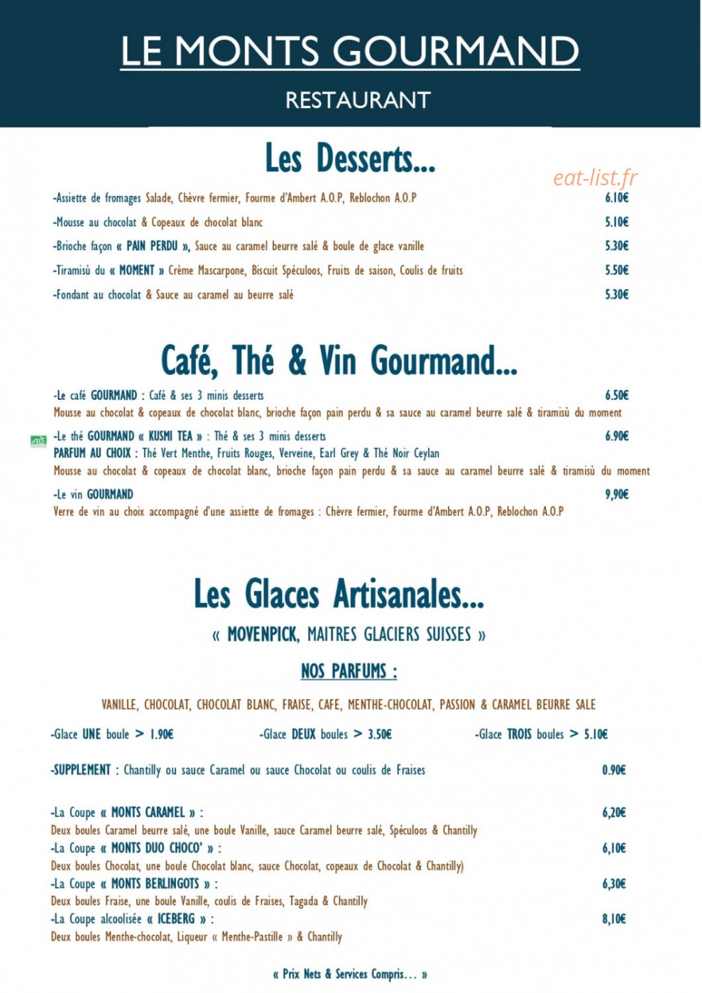 Le Monts Gourmand — carte page 9