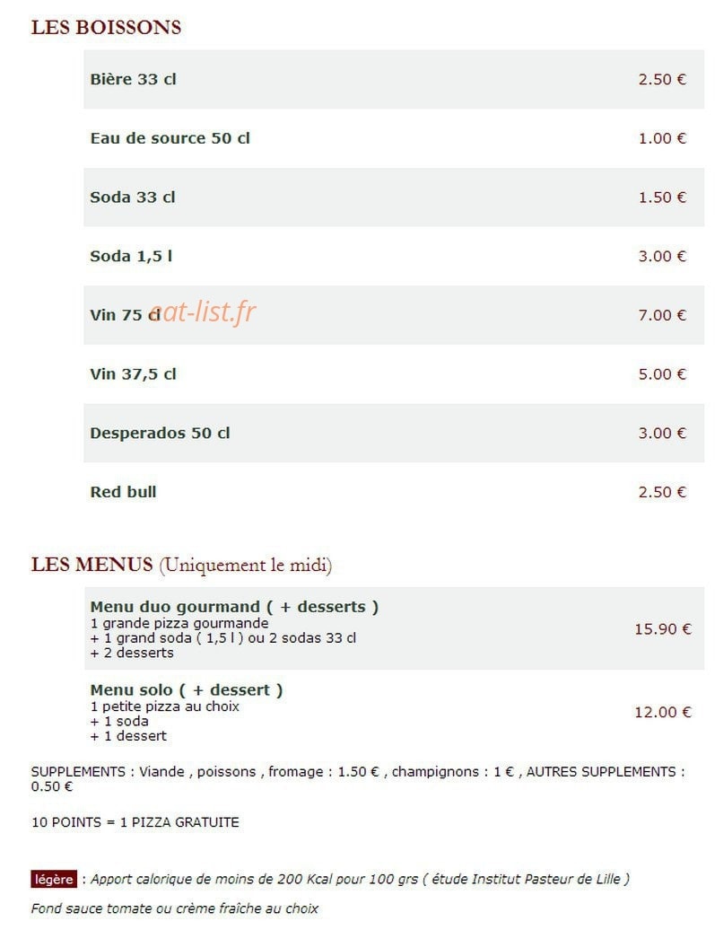 Le Kiosque à Pizzas — carte page 6